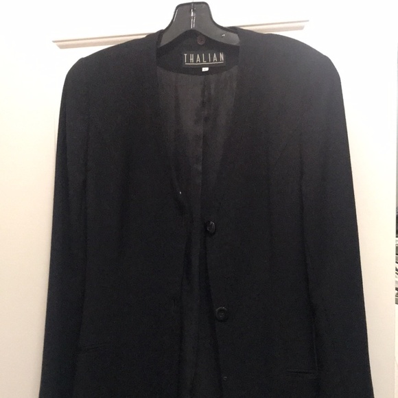 Black Wool Crepe Jacket with option fur trim - Picture 3 of 7